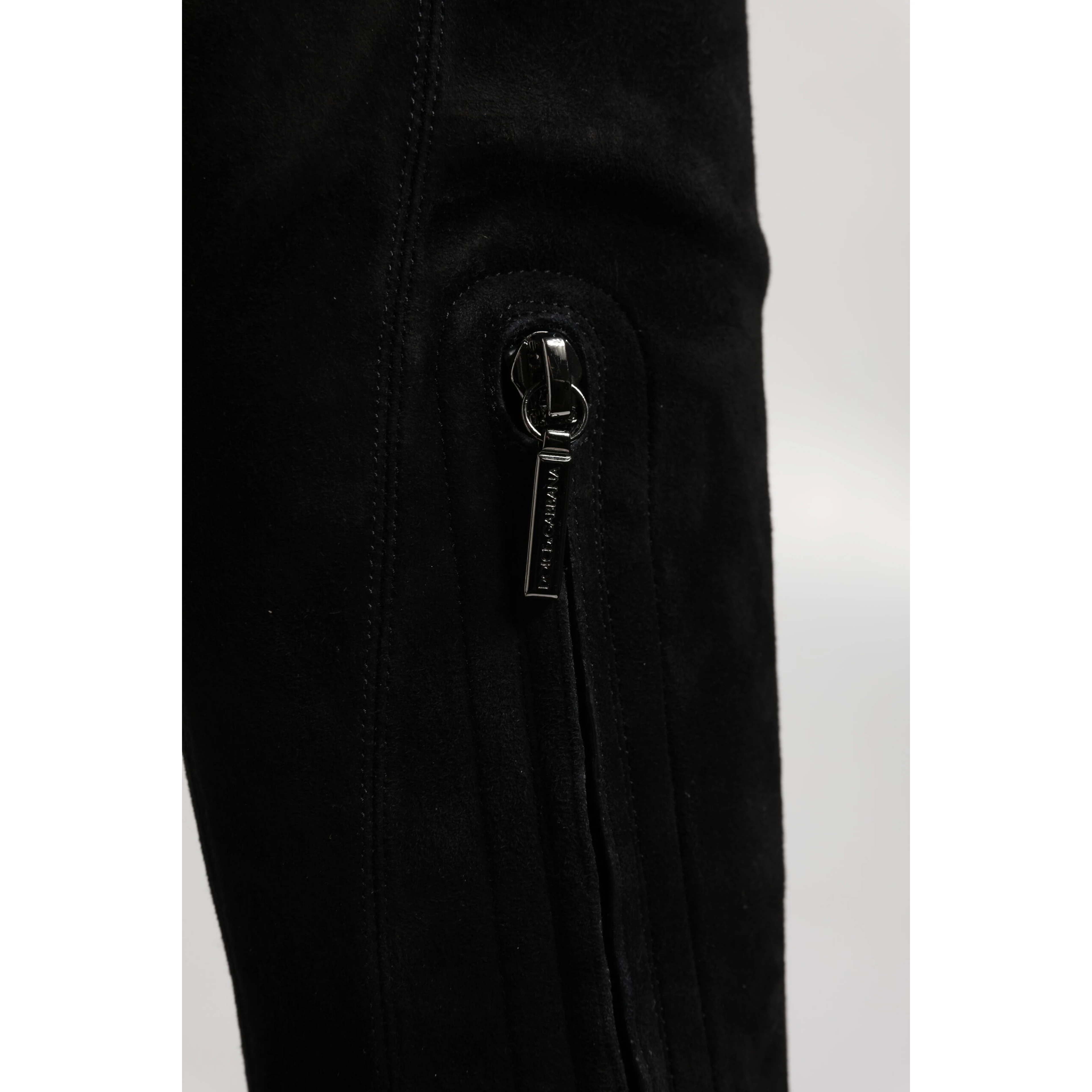 Black Suede Leather Knee High Boots Shoes