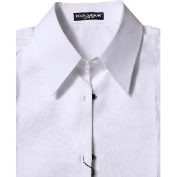 White Cotton Collared Short Sleeves Top