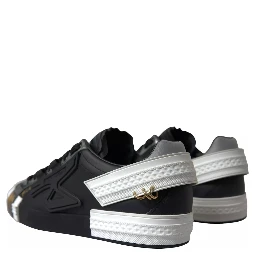 Black Leather Low Top Sneakers Portofino Shoes