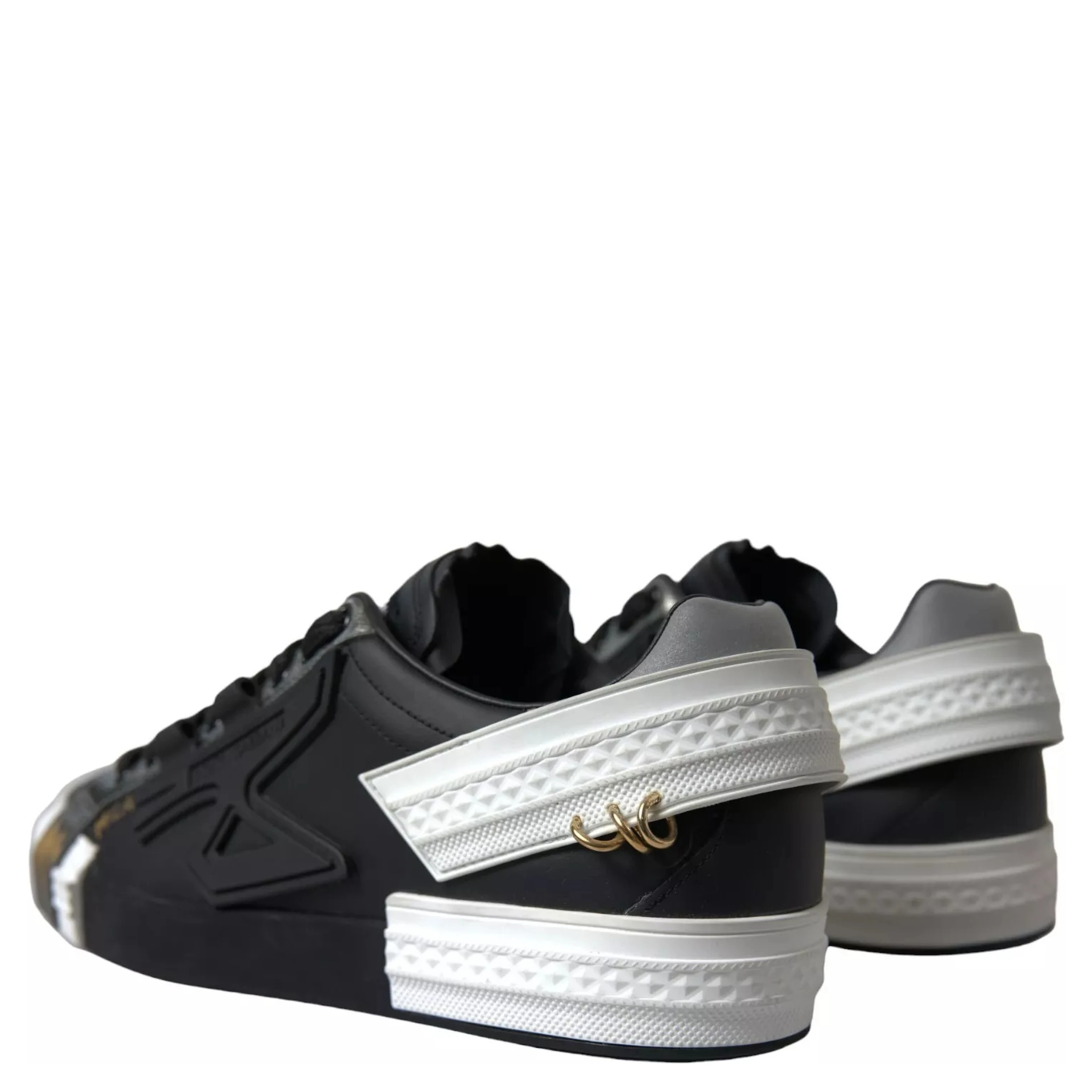 Black Leather Low Top Sneakers Portofino Shoes