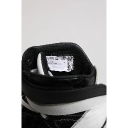 Black White Leather High Top Sneakers Shoes