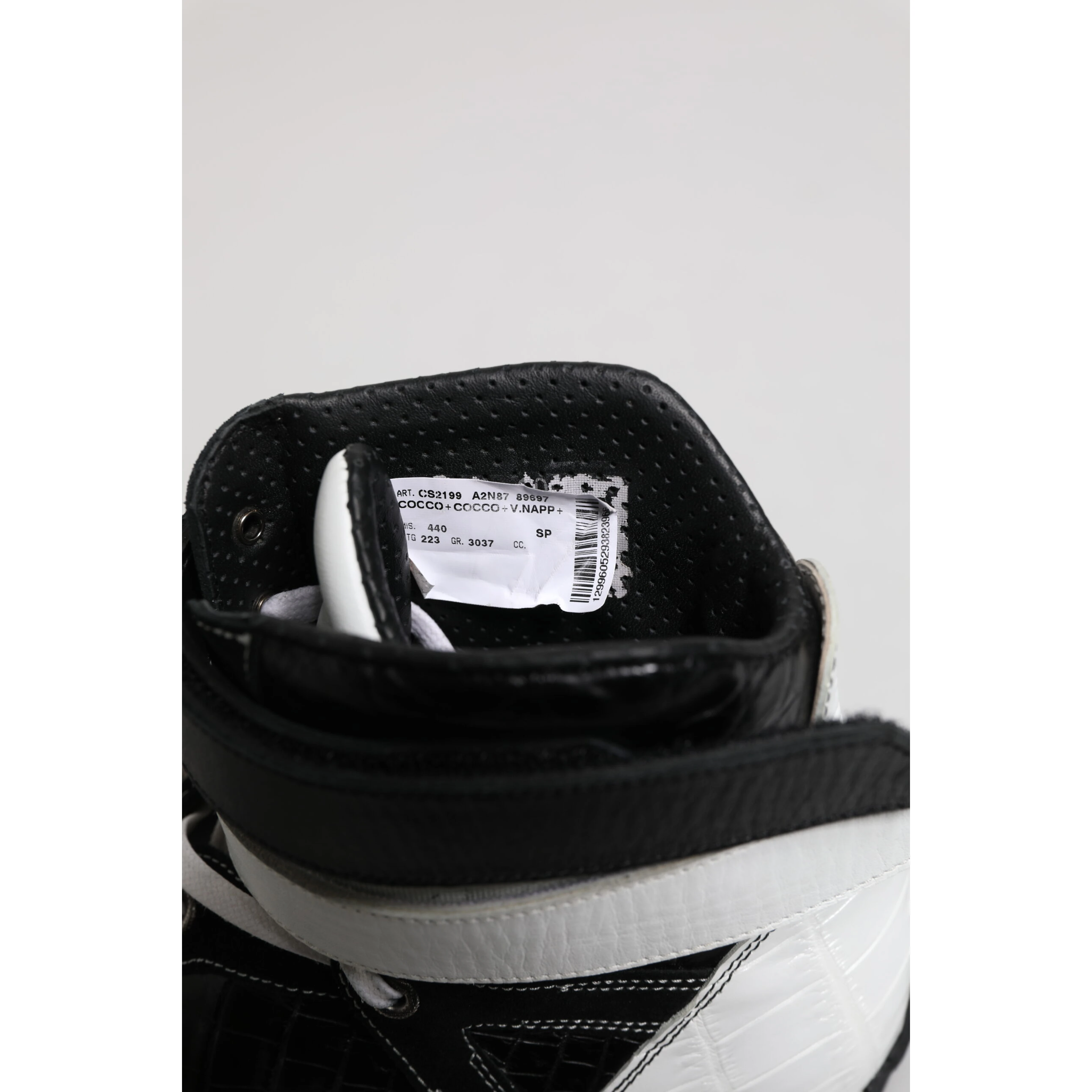 Black White Leather High Top Sneakers Shoes