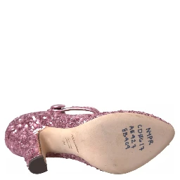 Pink Sequin Mary Jane Pumps High Heels Shoes