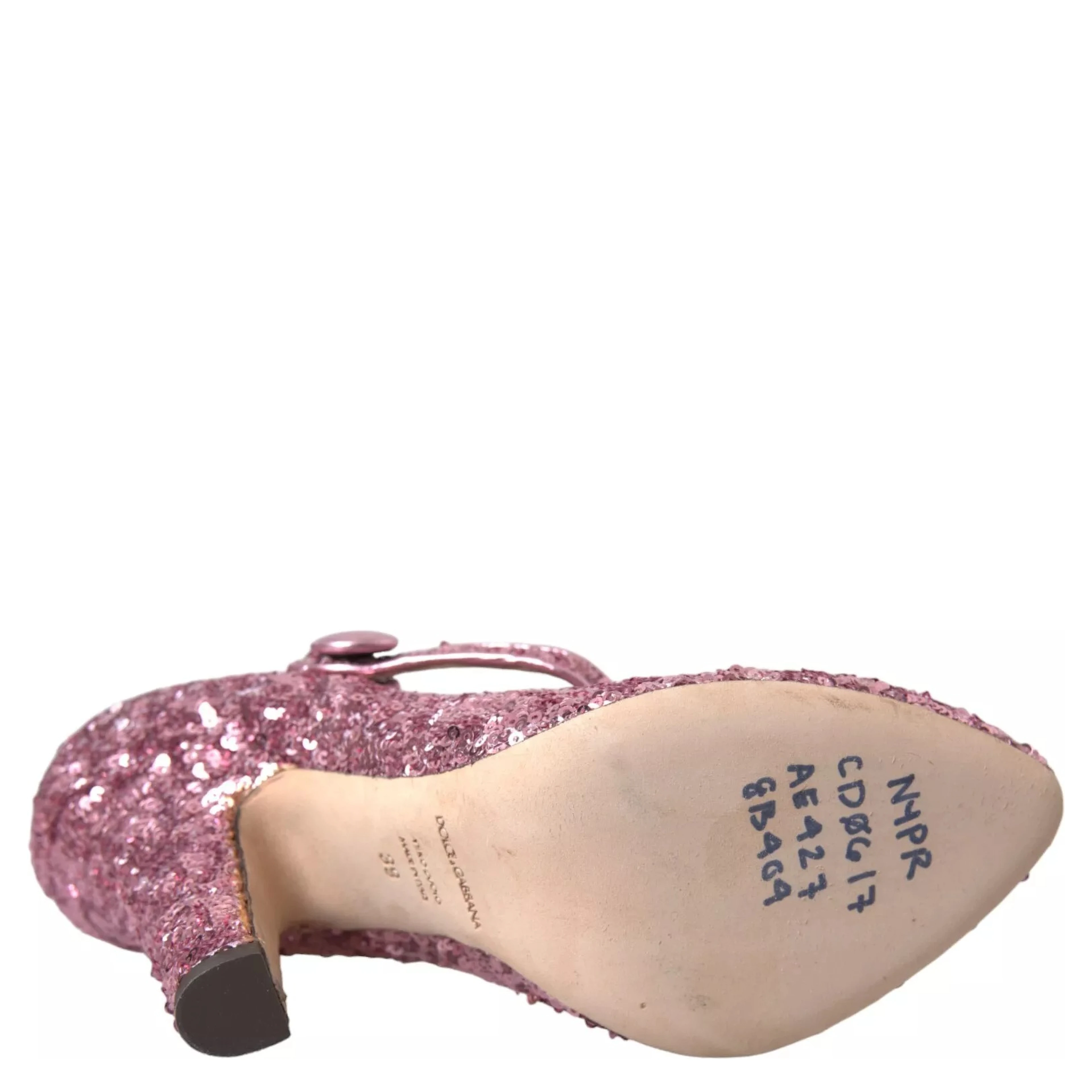 Pink Sequin Mary Jane Pumps High Heels Shoes