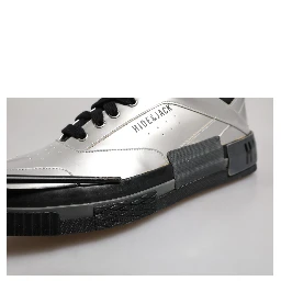Metallic Silver Low Top Lace Up Sneakers Shoes