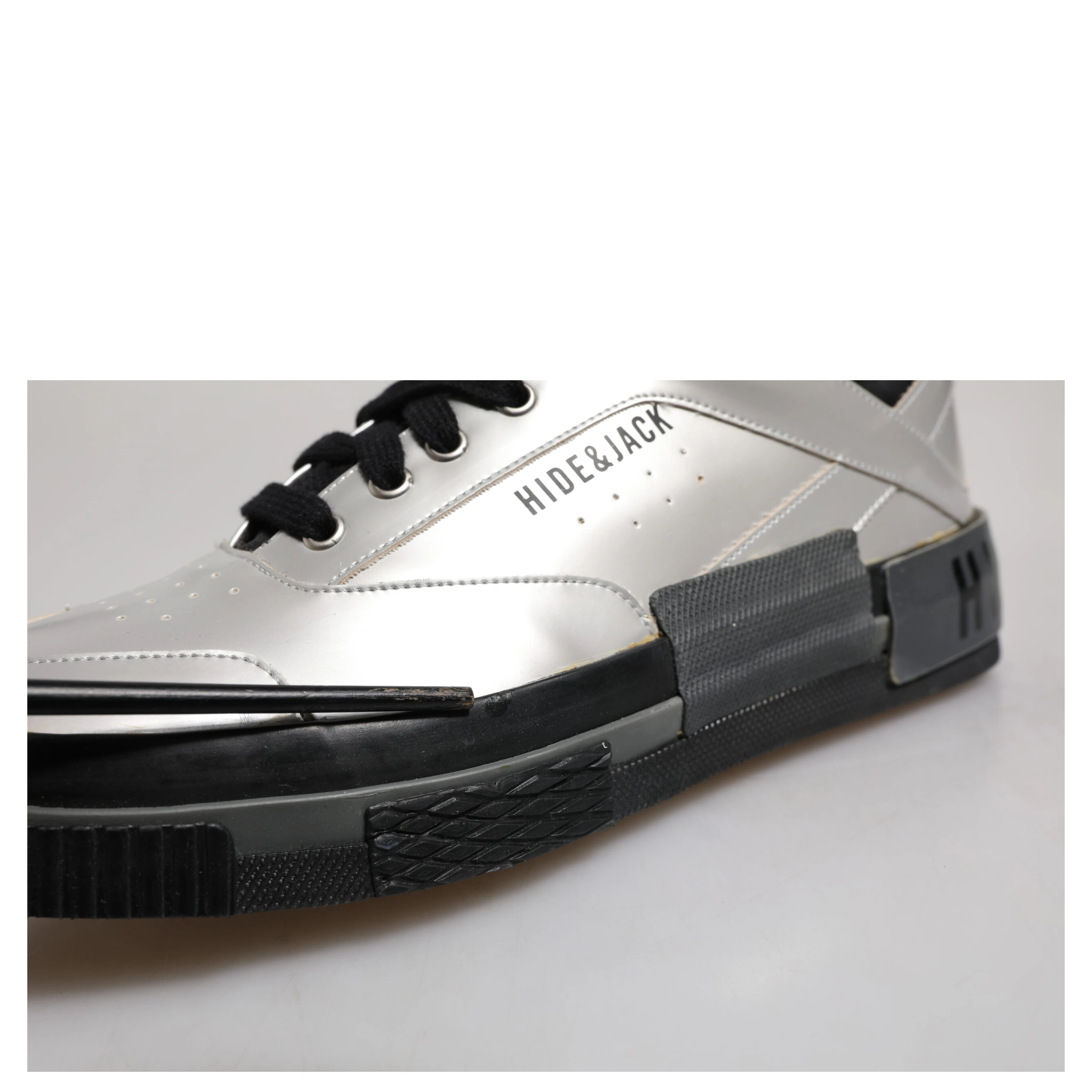 Metallic Silver Low Top Lace Up Sneakers Shoes