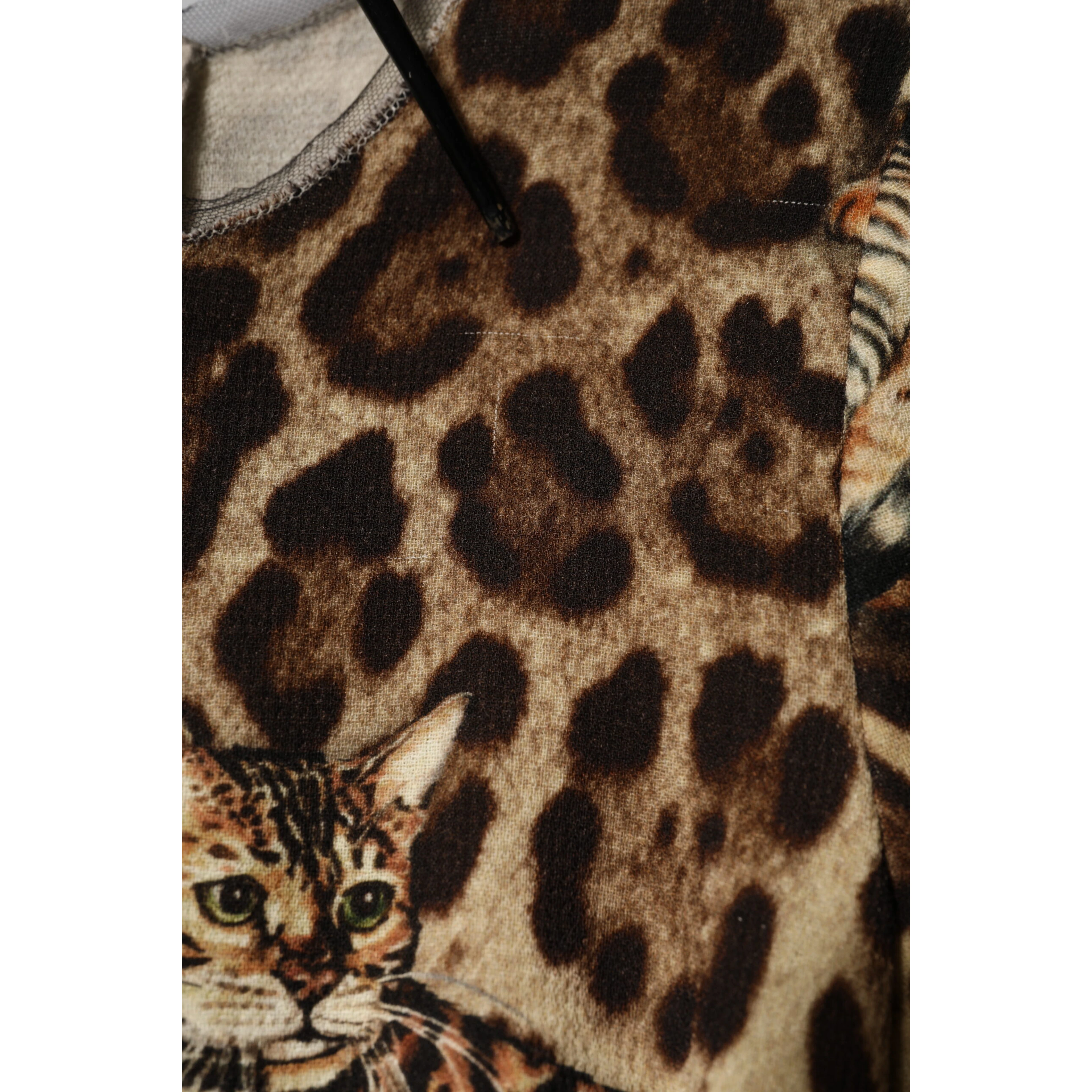 Brown Leopard Print Belted A-line Midi Dress
