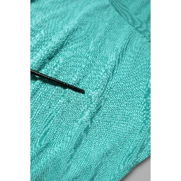 Aqua Blue Silk Short Sleeves Square Neck Top