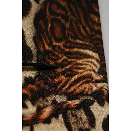 Brown Leopard Print Belted A-line Midi Dress