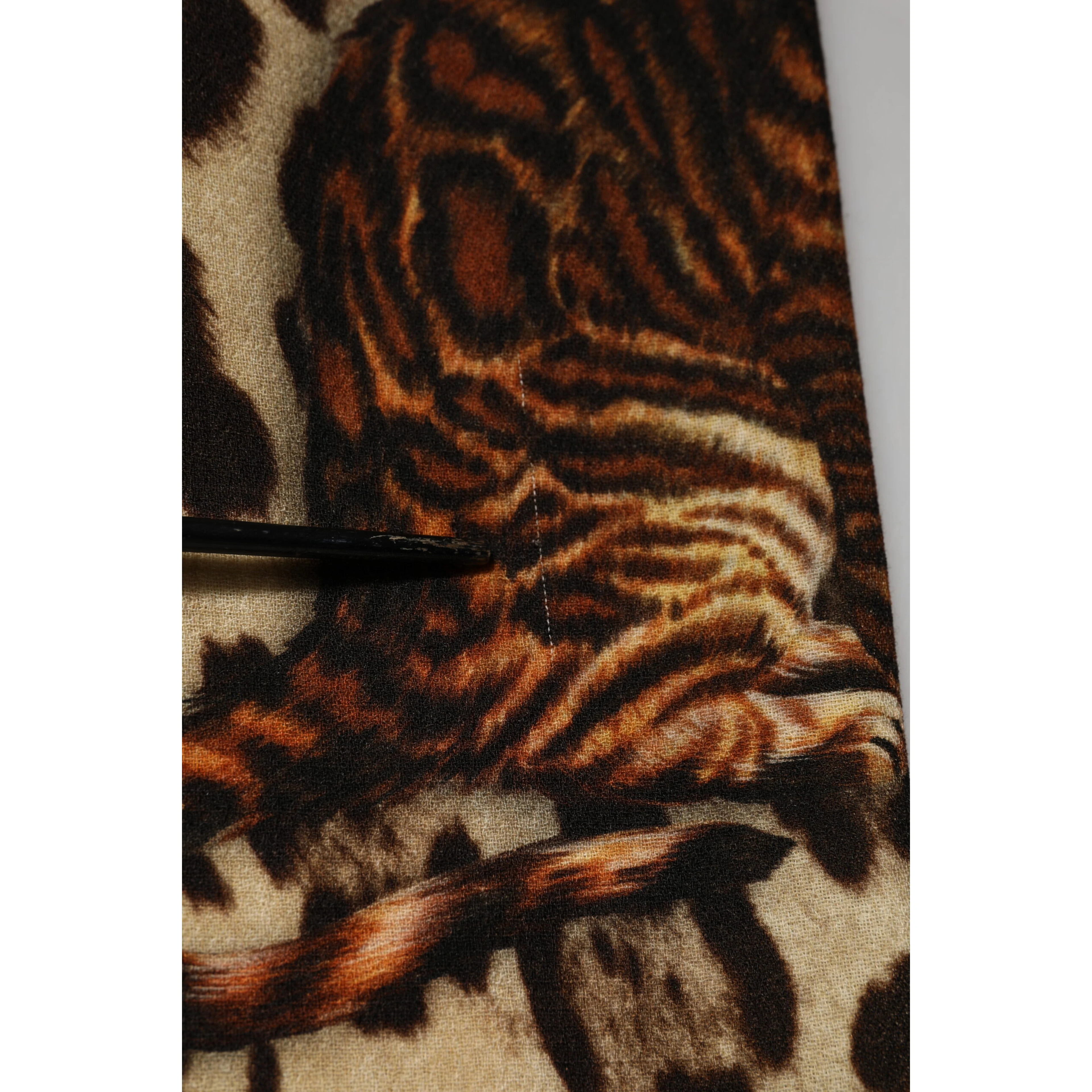 Brown Leopard Print Belted A-line Midi Dress