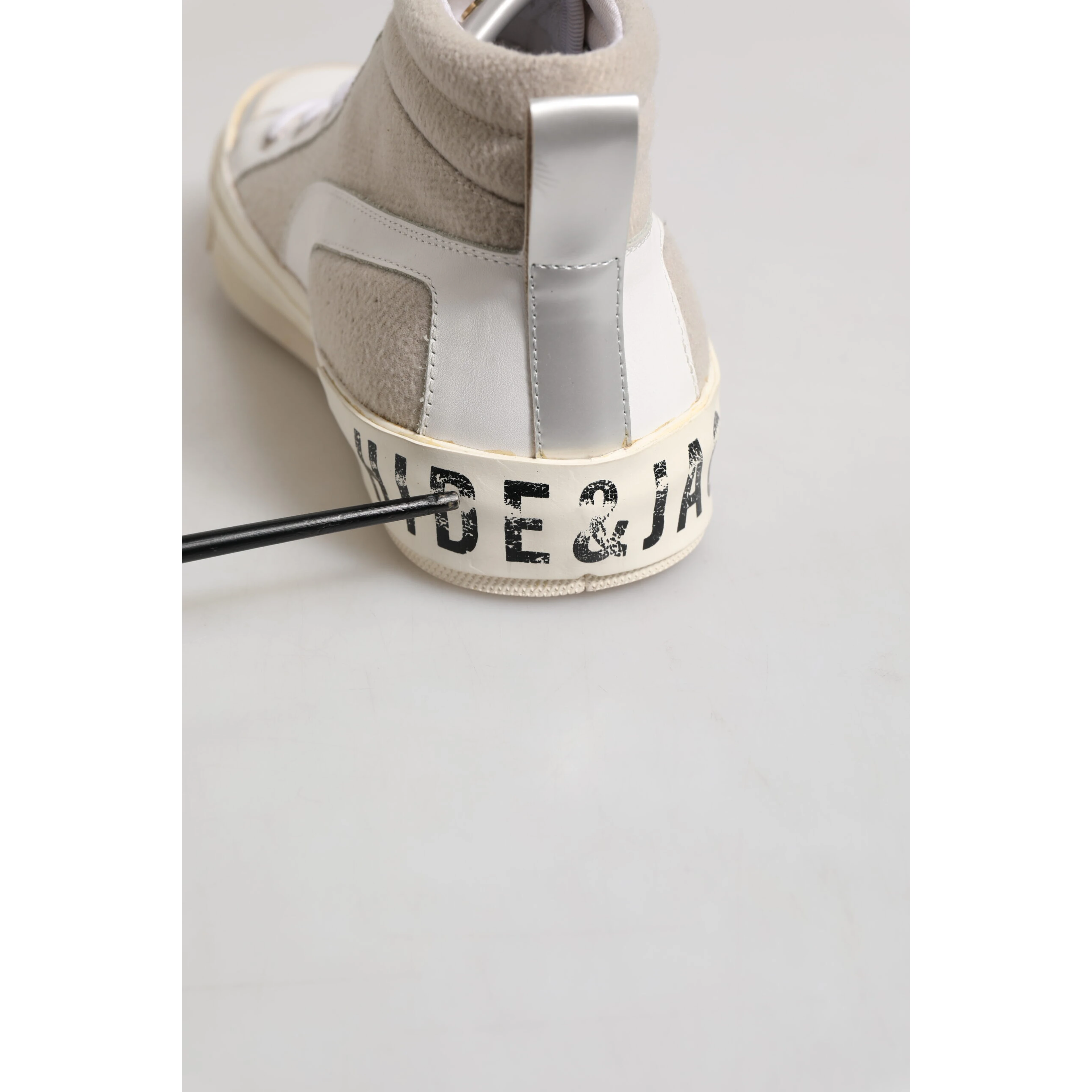 White Beige Lace Up Mid Top Casual Sneakers Shoes