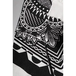 White Black Printed Cotton Sweatshirt Sweater