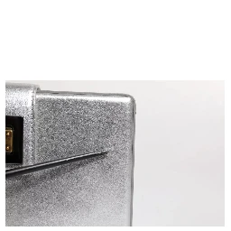 Metallic Silver DG BOX Leather Shoulder Strap Bag
