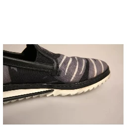 Black Canvas Tropical Print Slip On Shoes
