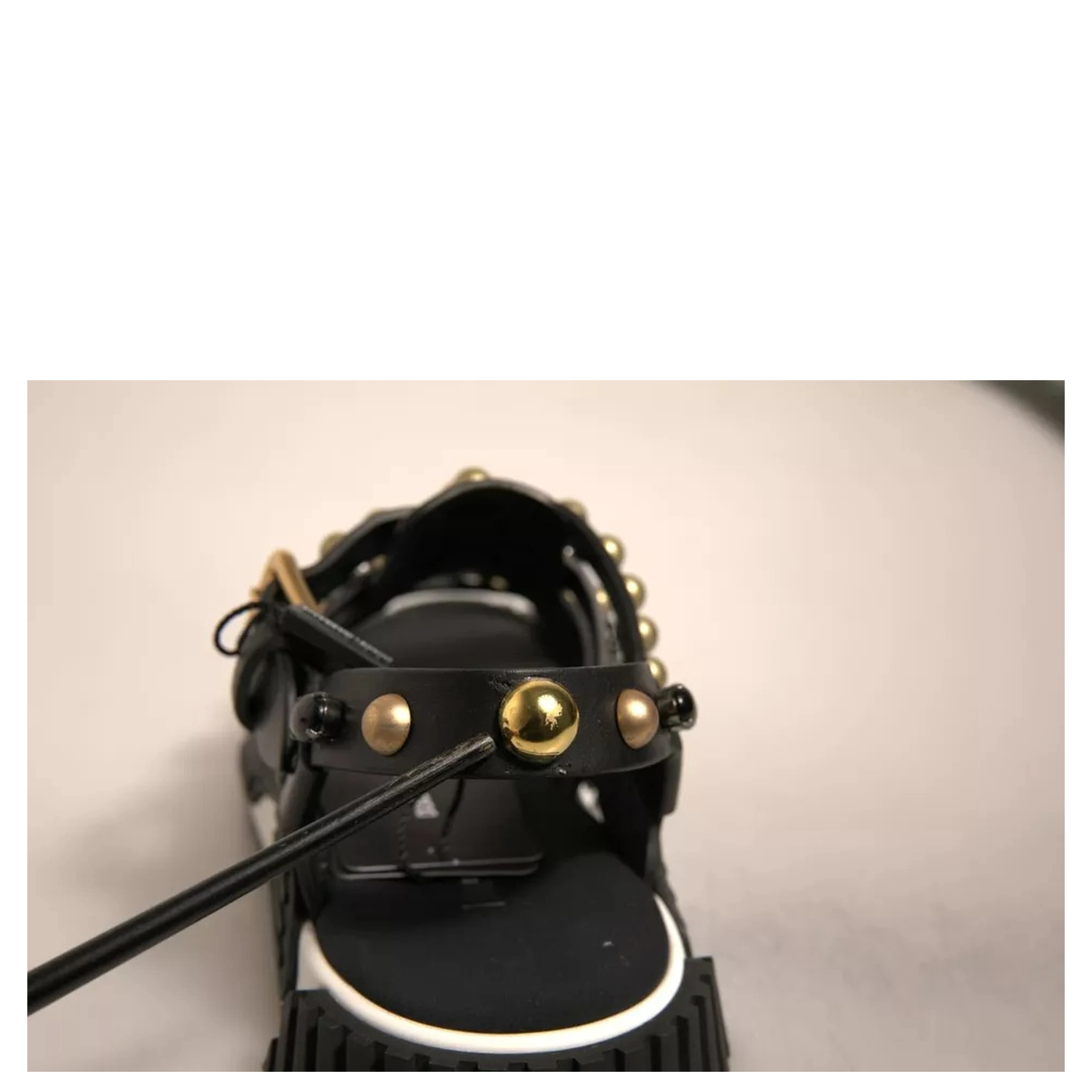 Black Leather Studded Slides Sandals Shoes