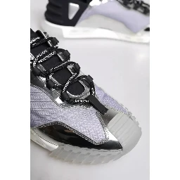 Silver Black Nylon NS1 Low Top Sneakers Shoes