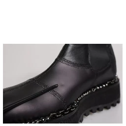 Black Chelsea Boots Leather Slip On Shoes