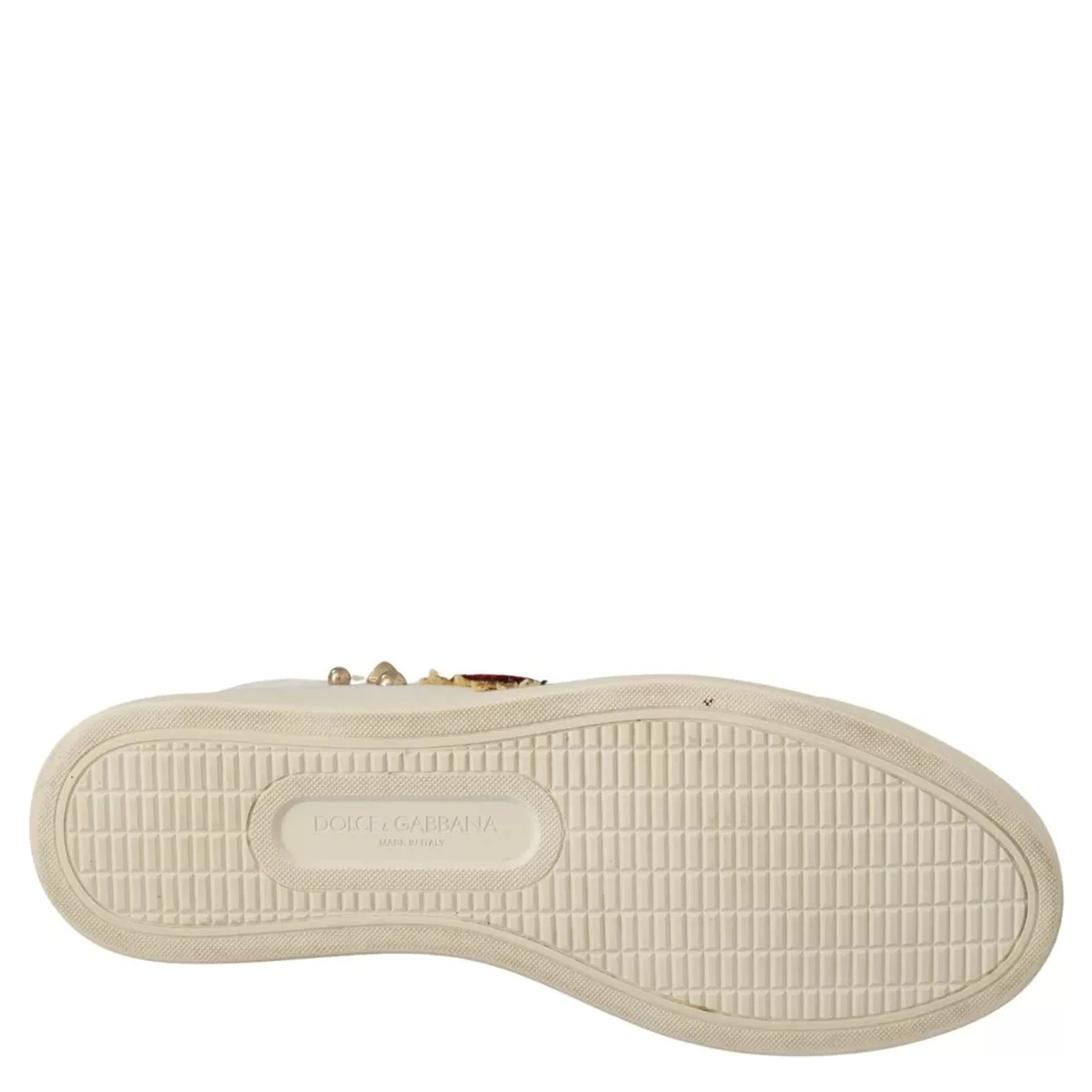 White Leather Gold Red Heart Sneakers Shoes