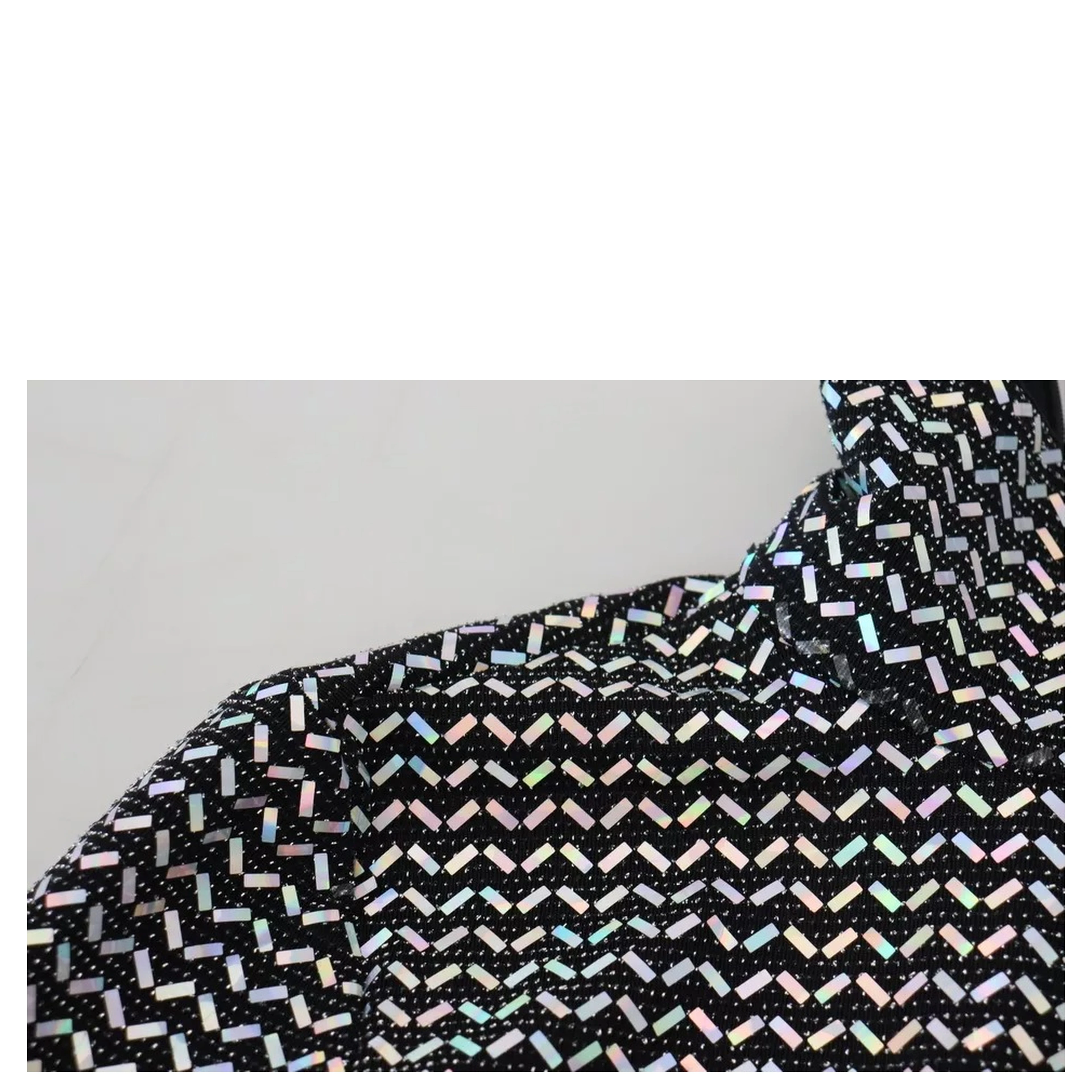 Black Embellished Nylon Bodycon Mini Dress