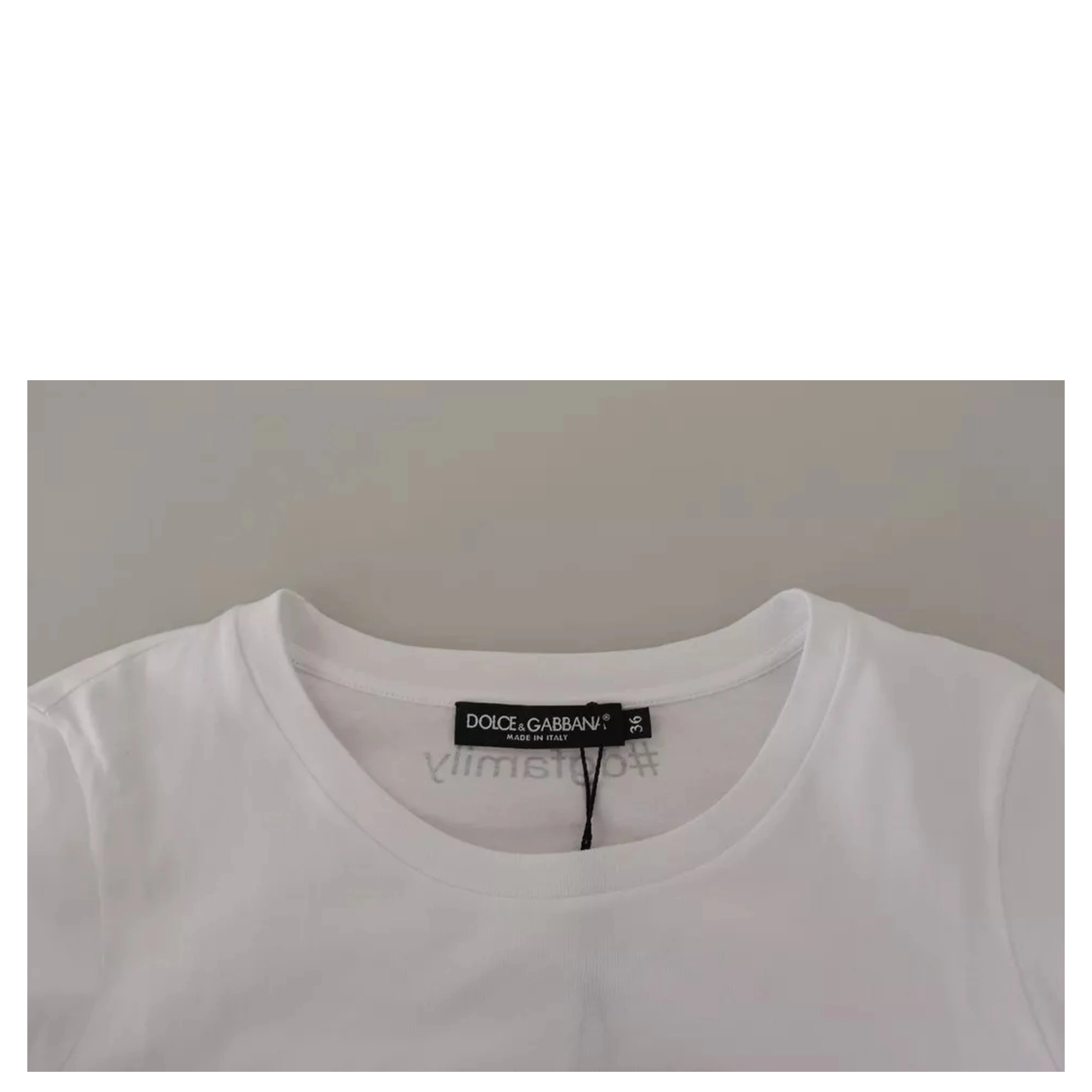 White #DGFamily Patch Top Cotton T-shirt
