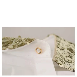 White Cotton Collared Long Sleeves Sequin Top Shirt
