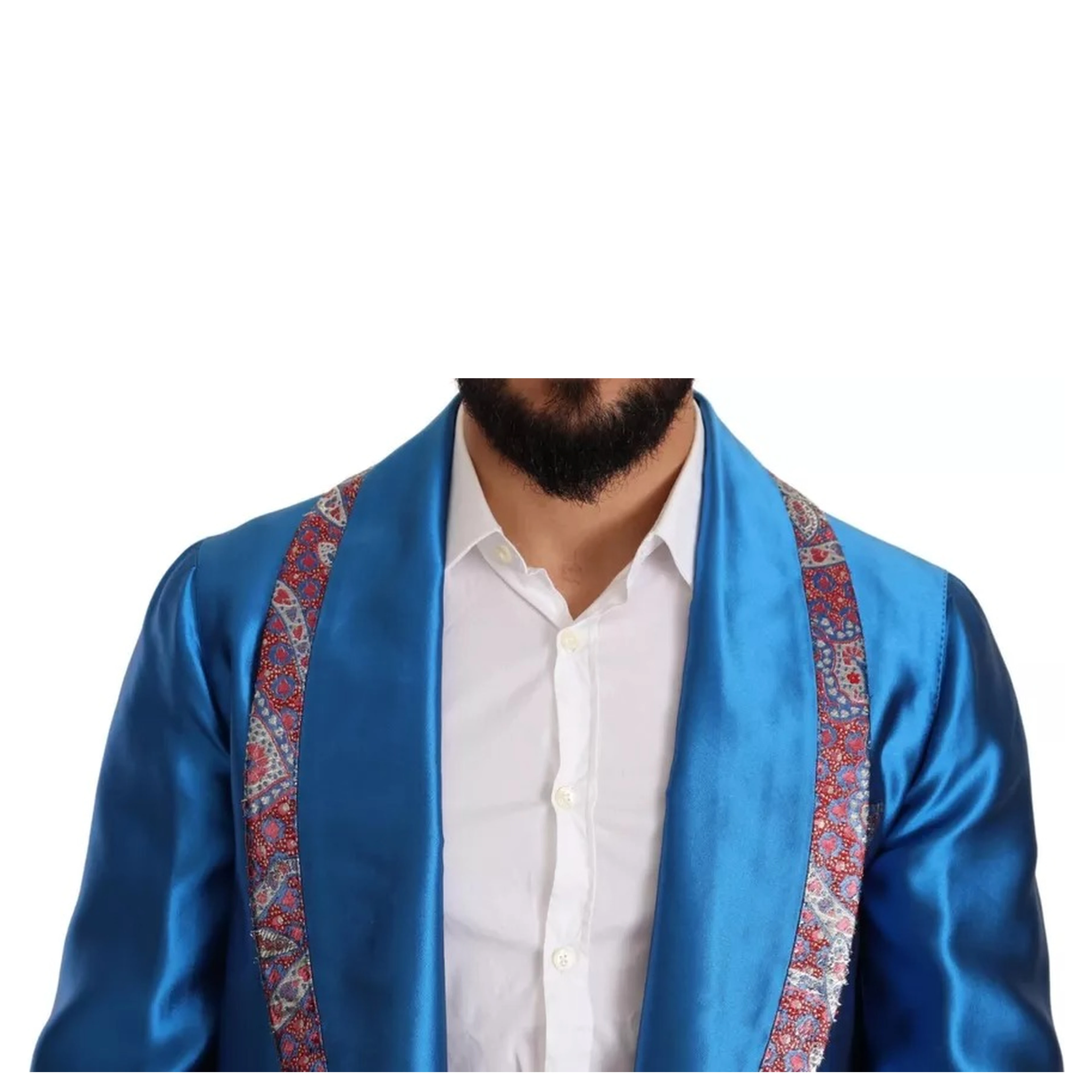 Blue Jacquard Silk Formal 2 Piece Set Suit