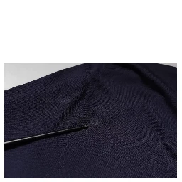 Navy Blue Silk V-neck Pullover Sweater