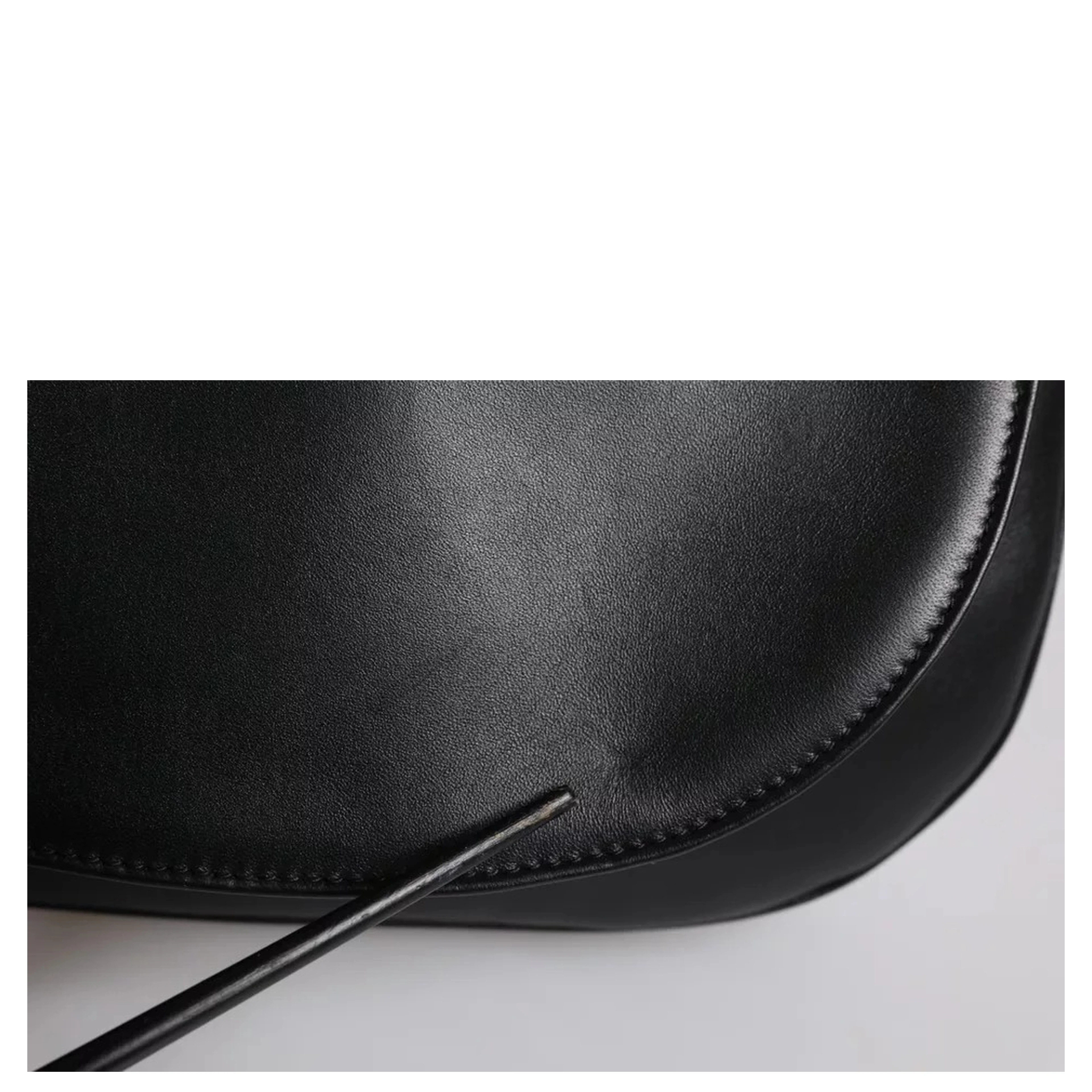 Black Leather Flap Saddle Shoulder Bag