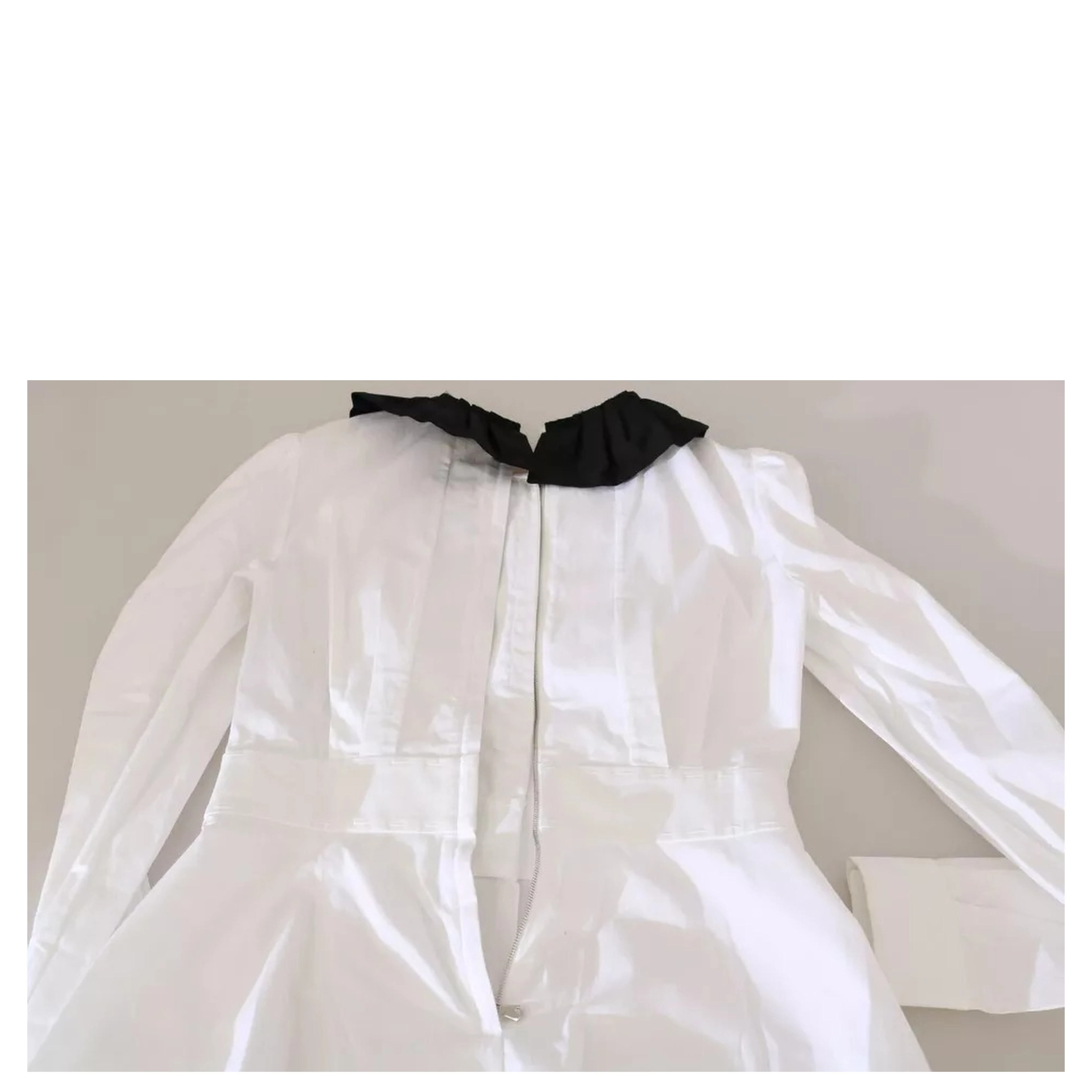 Black White Decorative Buttons Tops Shirt Blouse
