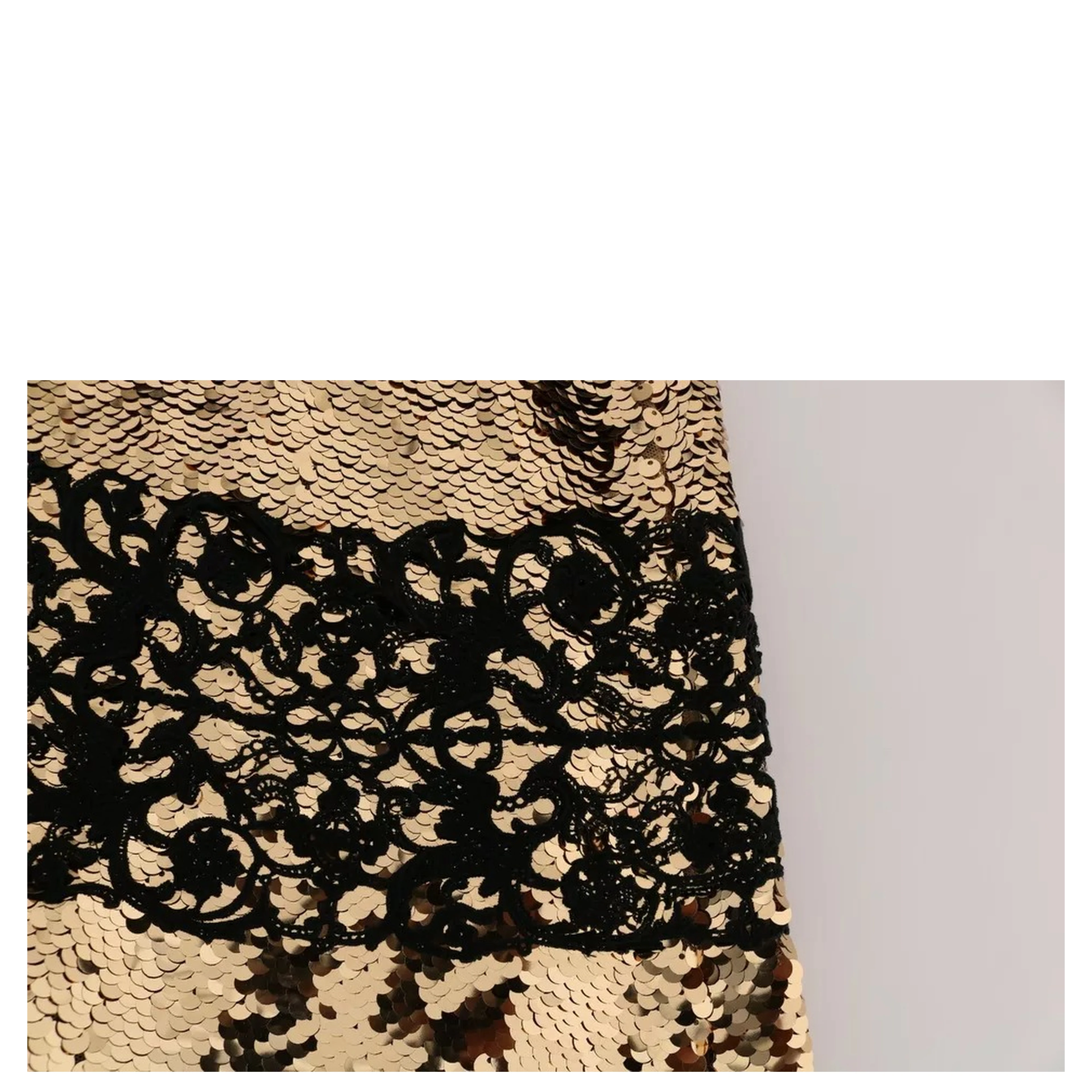 Gold Strapless Sequin Embellished Lace Dress