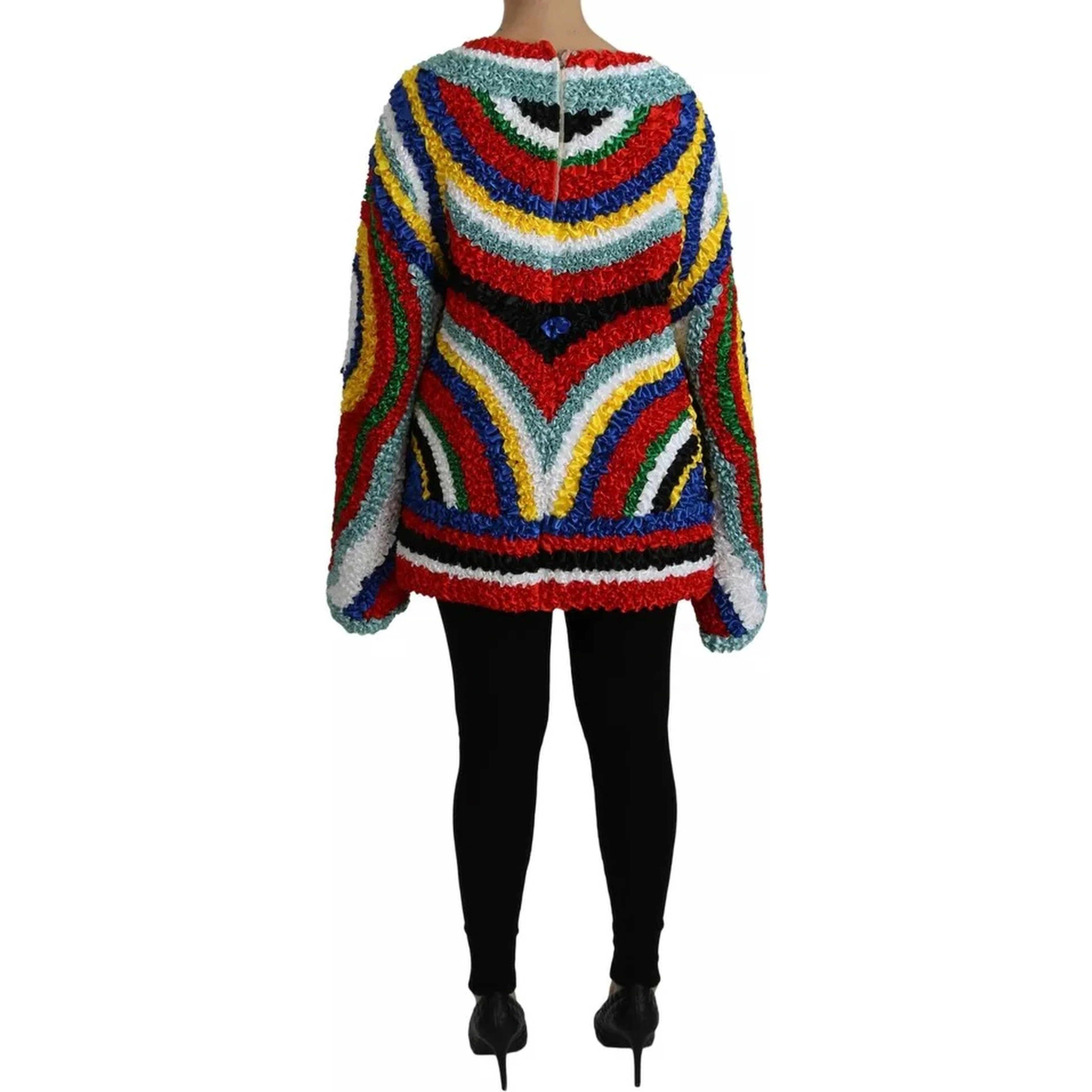 Multicolor Sun Ruffled Top Blouse Sweater