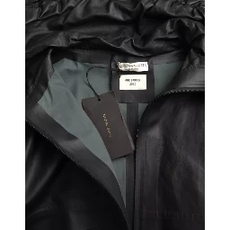 Black Leather Hooded Men Trenchcoat Jacket