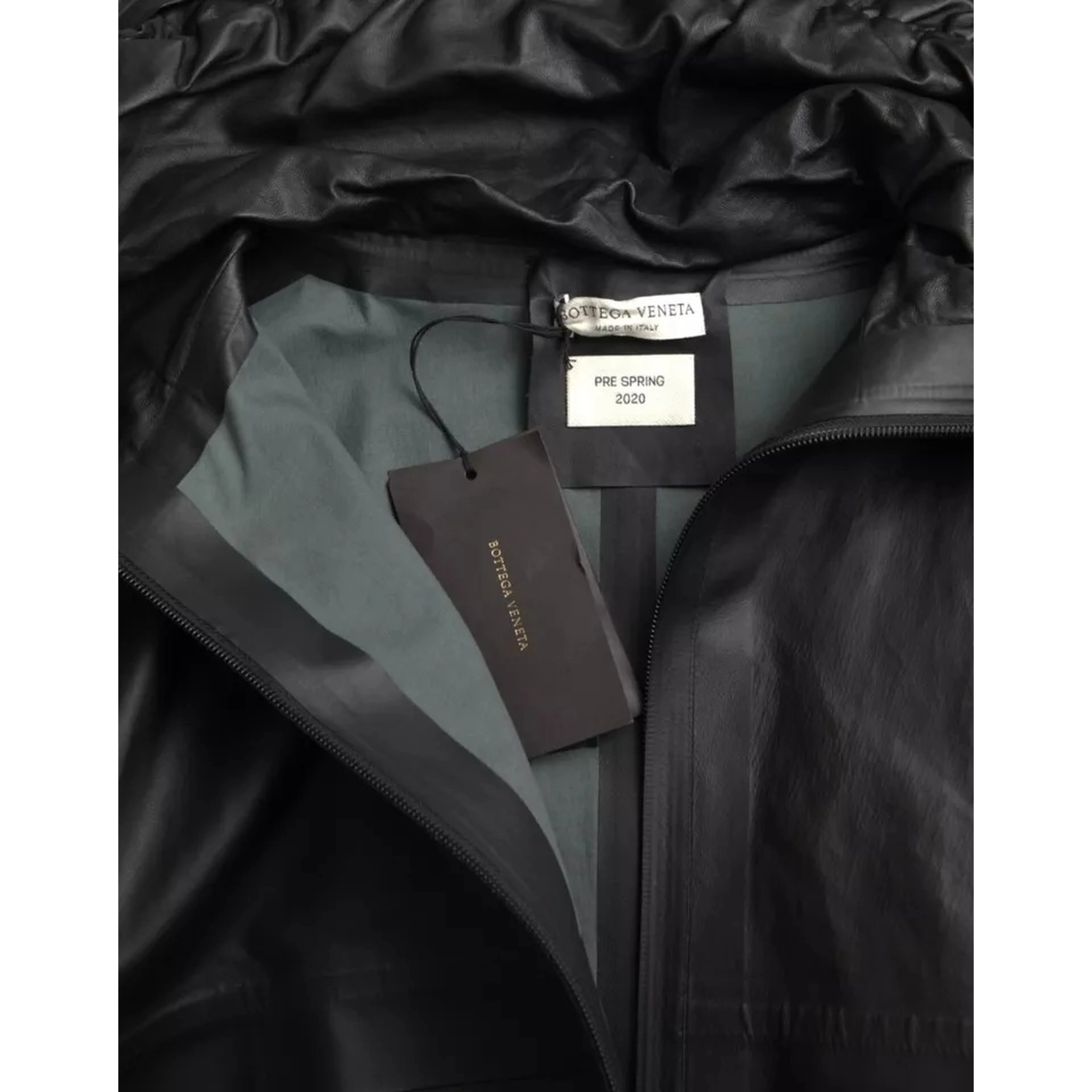 Black Leather Hooded Men Trenchcoat Jacket
