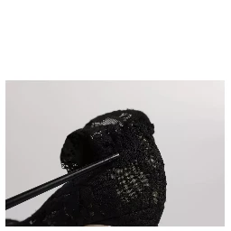 Black Lace Stretch Heels Mid Calf Boots Shoes