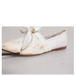 White Ribbon Fabric Ballerina Flats Shoes