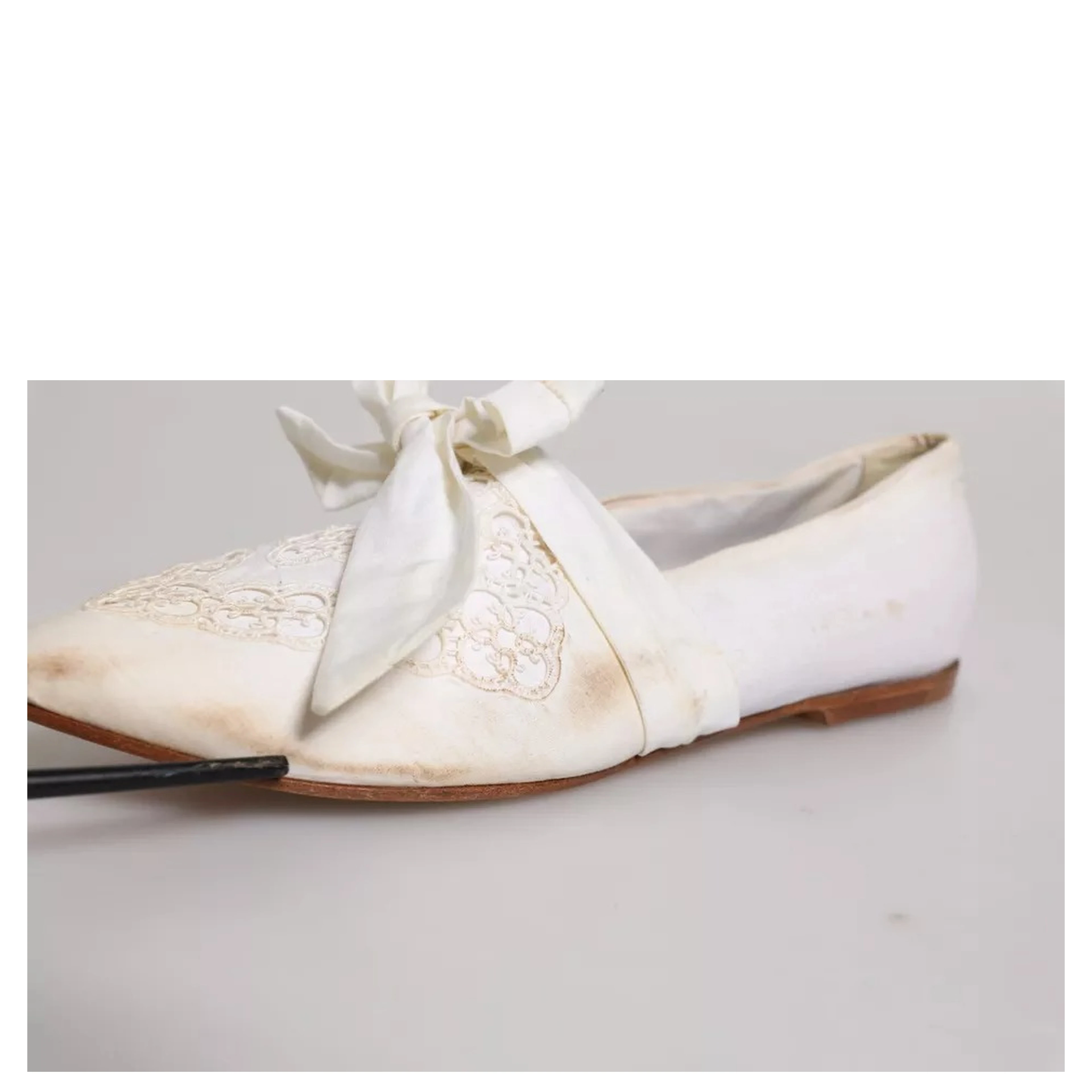 White Ribbon Fabric Ballerina Flats Shoes