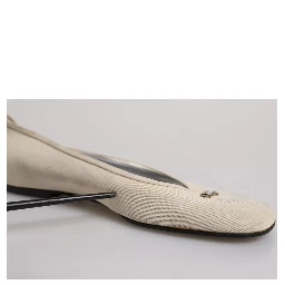 Beige Fabric Slip On Ballerina Flats Shoes