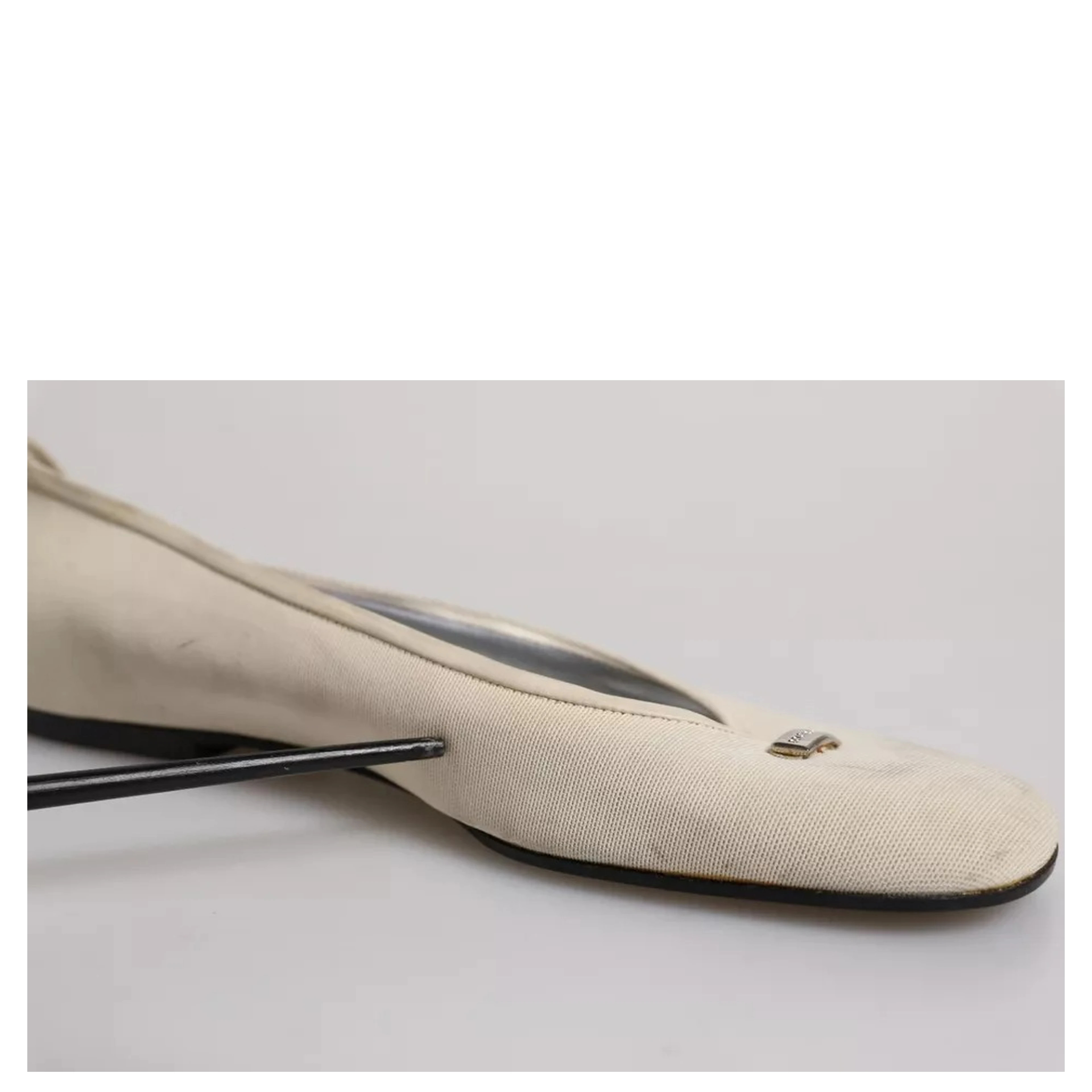 Beige Fabric Slip On Ballerina Flats Shoes