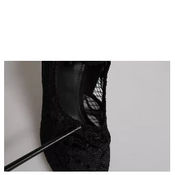Black Lace Crystals Mary Jane Pumps Shoes