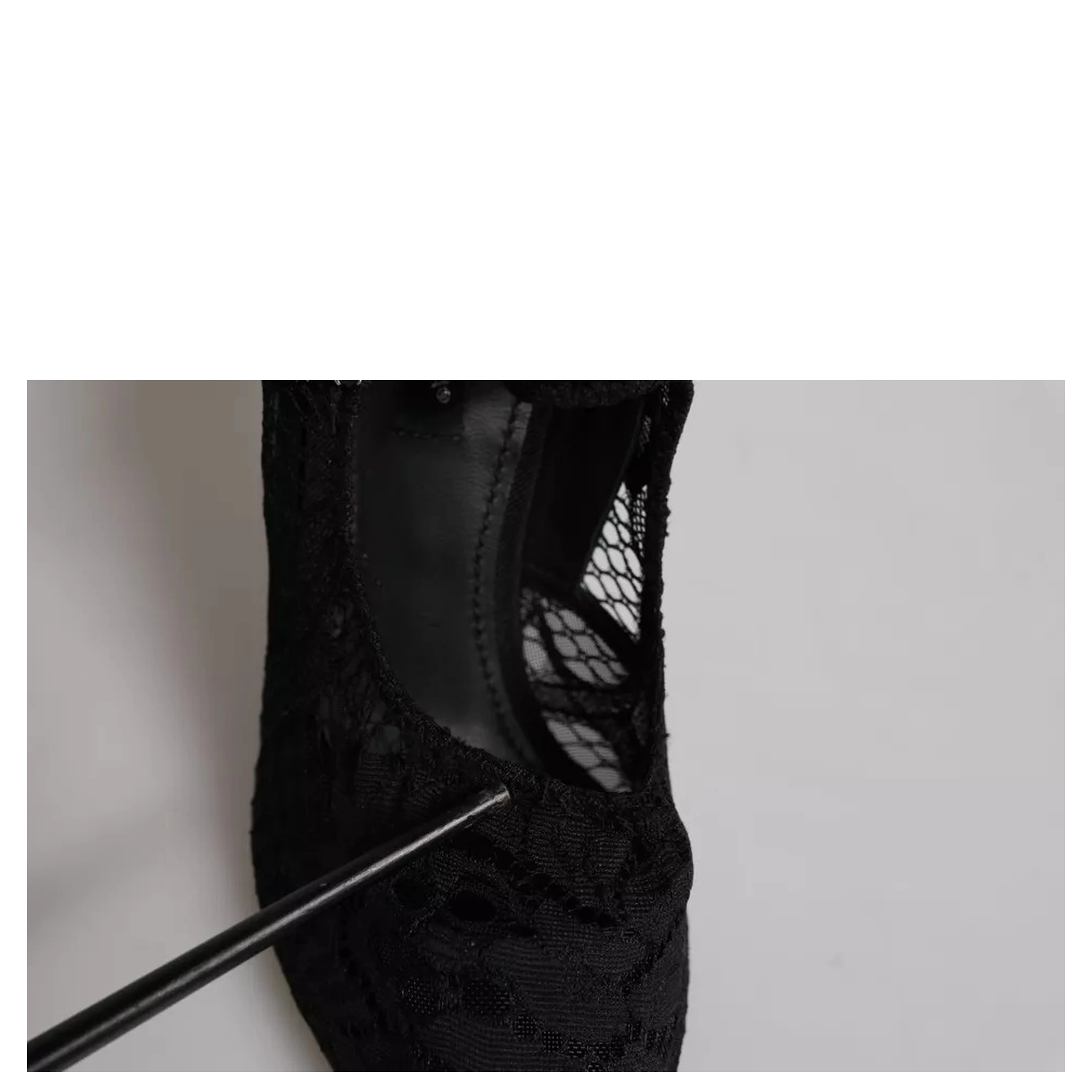Black Lace Crystals Mary Jane Pumps Shoes