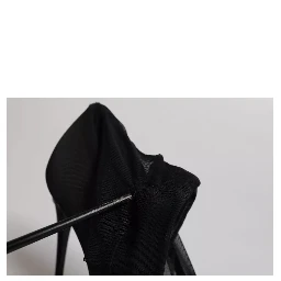 Black Viscose Mesh Sock Style Boots Shoes