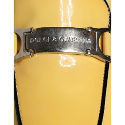 Yellow Leather Logo Plaque Slip On Mocassin Shoes