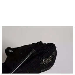 Black Lace Stretch Heels Mid Calf Boots Shoes