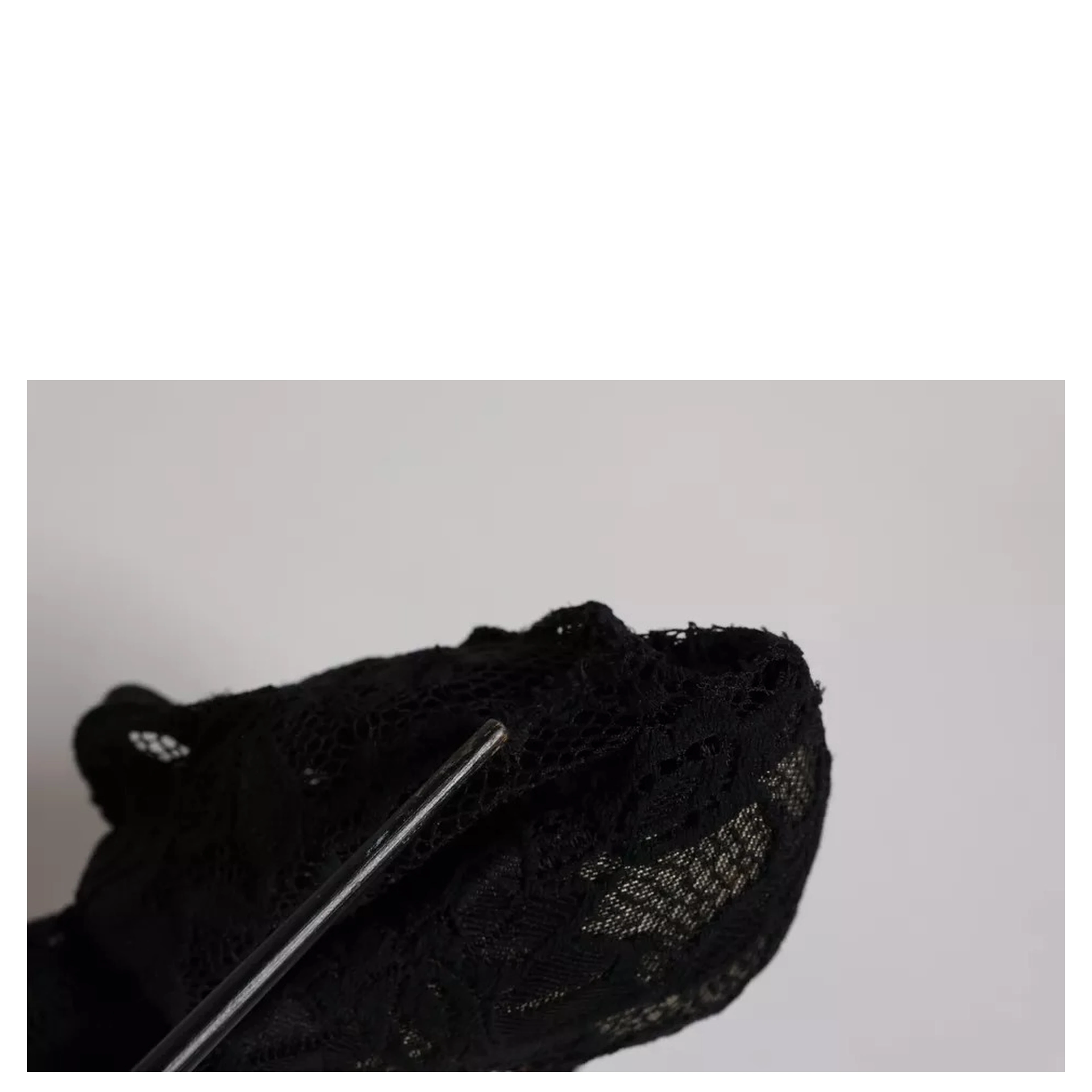 Black Lace Stretch Heels Mid Calf Boots Shoes