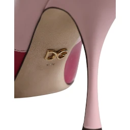 Two Tone Pink Leather Mary Jane Heels Pumps Shoes
