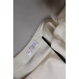 Beige Silk Ascot Collared Long Sleeves Top