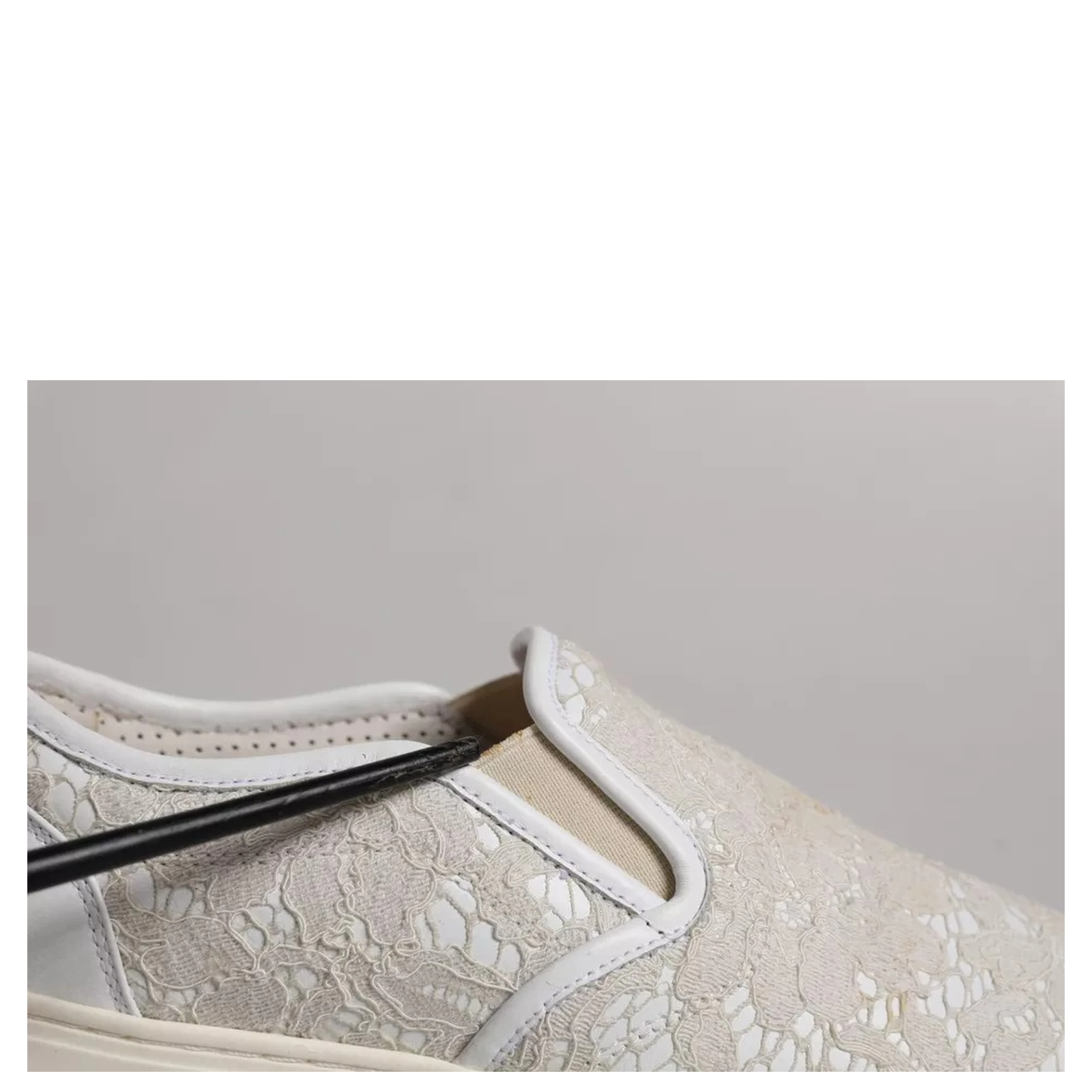 White Floral Lace Slip On Loafers Shoes