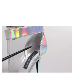 Silver Iridescent Pointed Short Boots Shoes