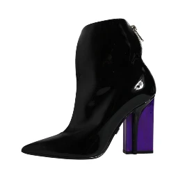Purple Black Pointed Ankle Boots Shoes