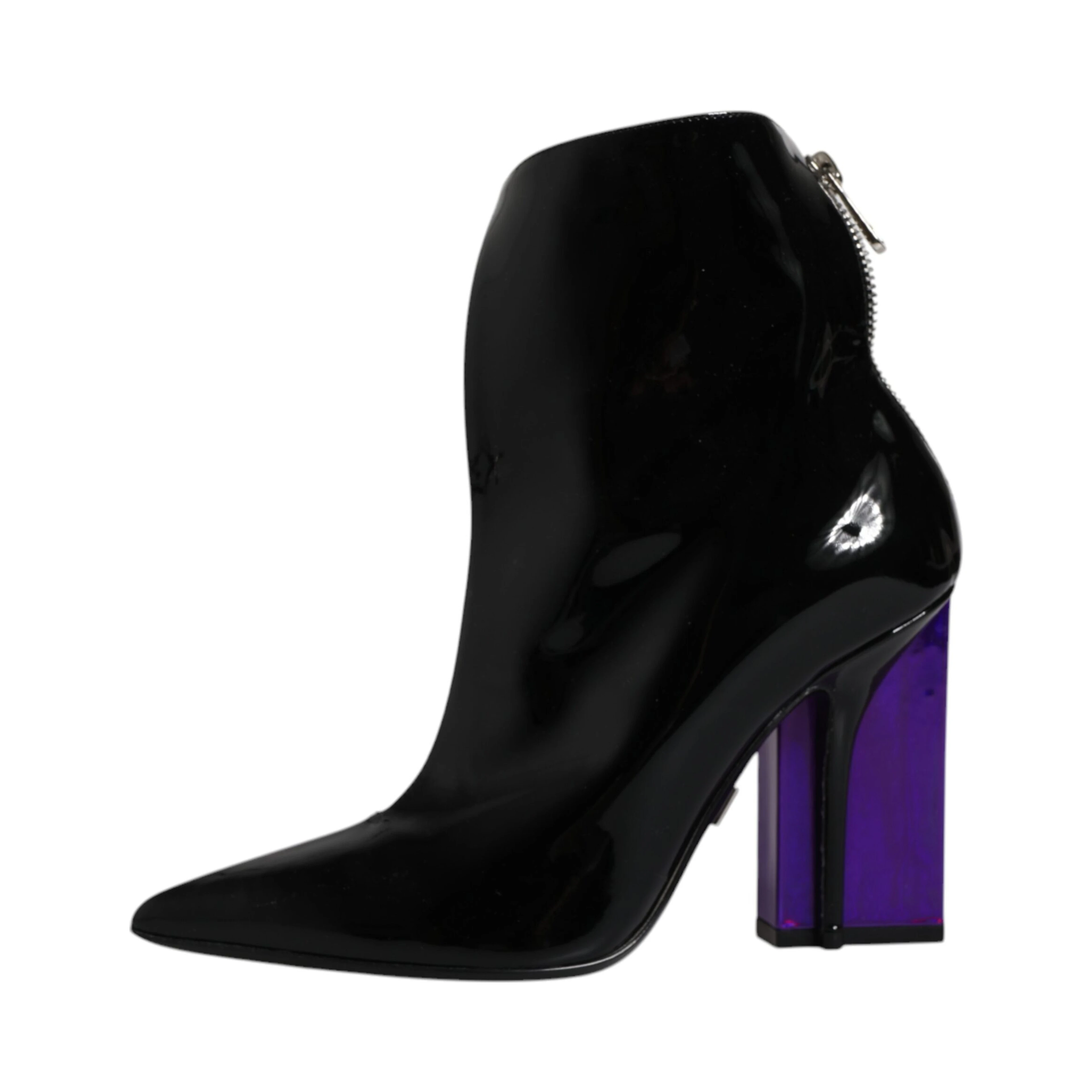 Purple Black Pointed Ankle Boots Shoes